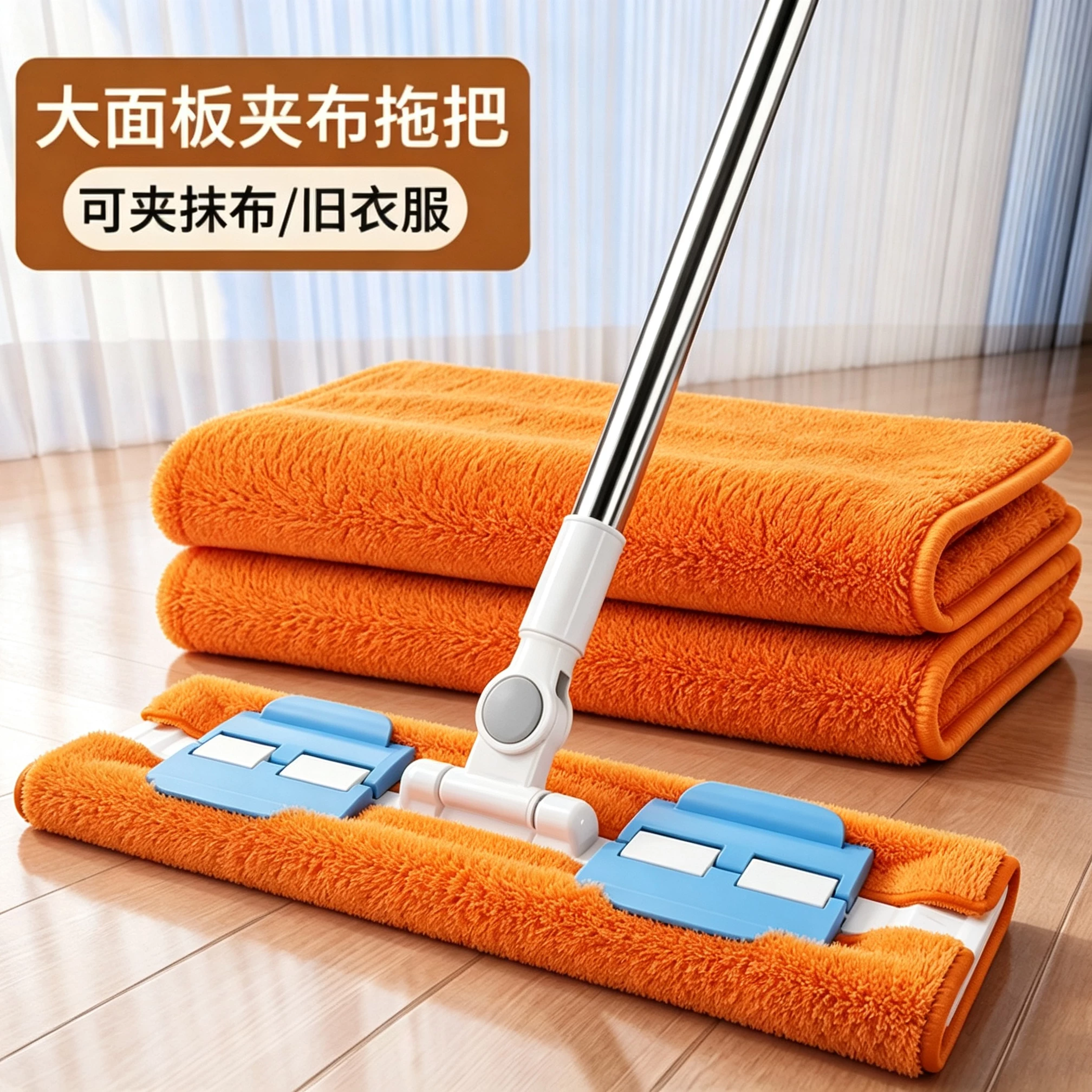 夹布拖把家用一拖净干湿两用夹抹布平板拖把 图2