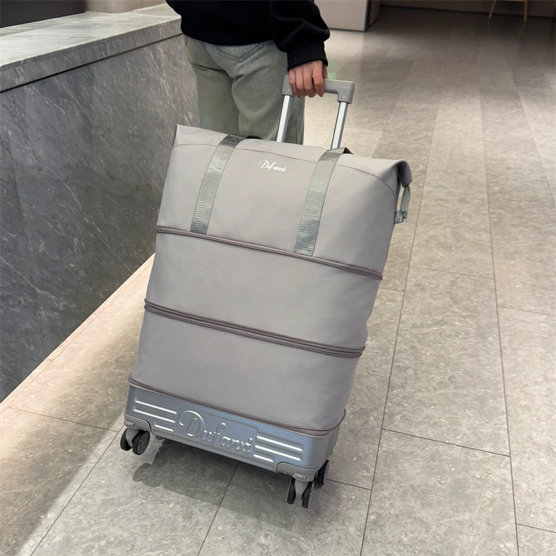 带轮背拉两用登机旅行包 大容量学生行李袋 图2