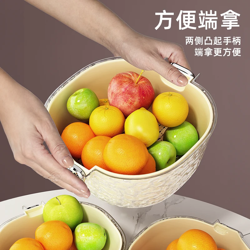优勤双层洗菜盆沥水篮八件套厨房客厅家用水 图3