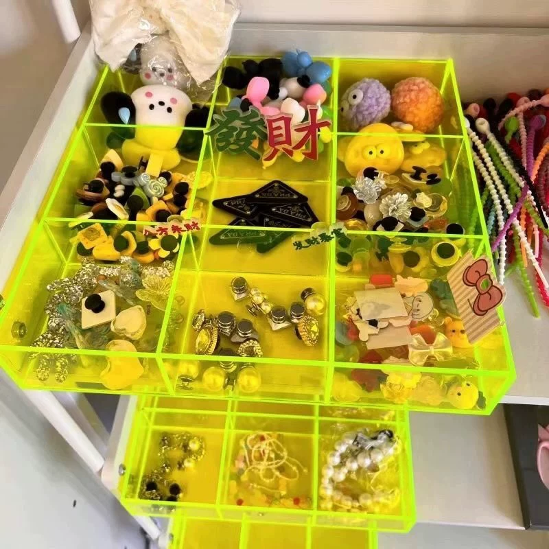 透明收纳盒带盖子压克力九宫格格子展示盒串 图2