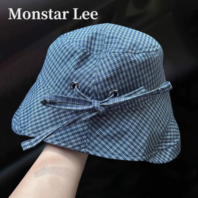Monstar Lee蓝色格子渔夫帽大头