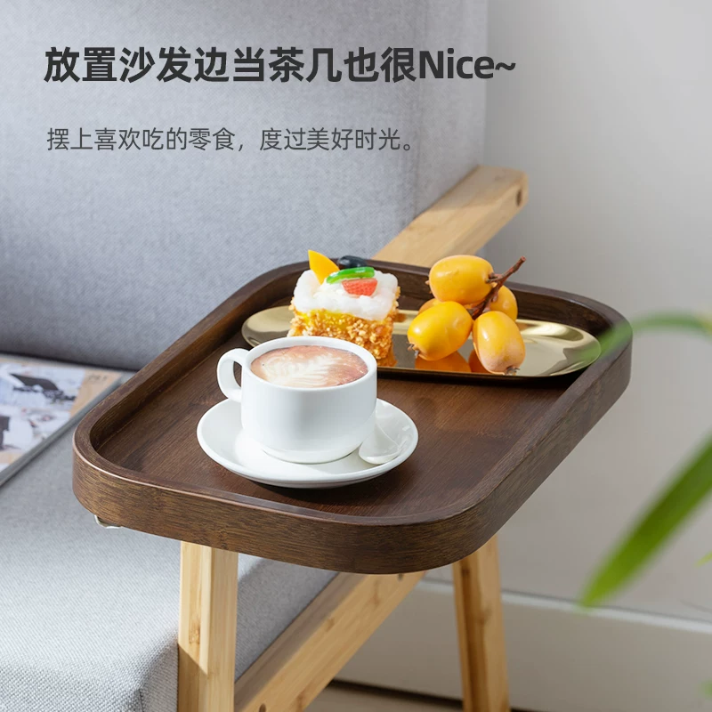 实木卧室床头置物架免打孔投影仪床边架手机 图5